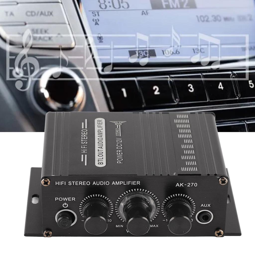 Stereo Amplifier 12V Portable Clear Sound Quality   Amplifier for Car Motorbike Home