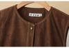 Plus Size Women's Suede Velvet Round Neck Cardigan Vest - Slimming, Versatile Spring Top