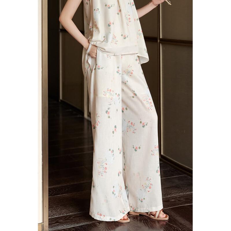 JK&JS Women's New Chinese Style Jacquard Loose Long Pants