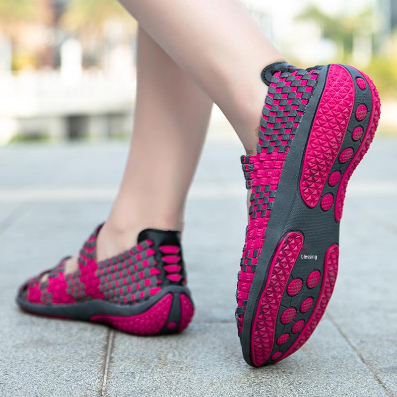 Korean Style Elastic Woven Women's Casual Sneakers