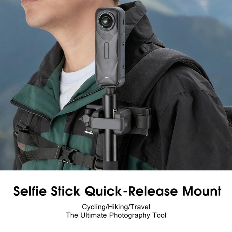 2 In 1 Backpacks Belt Clip Adjustable Holder Quick Release Mount For Up to 26mm Diameter Selfie Sticks Camera Support