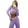 Women 2 Piece Lounge Set Long Sleeve Cropped Pullover Top Wide Leg Pants Set Fall Crewneck Tracksuit Casual Outfits