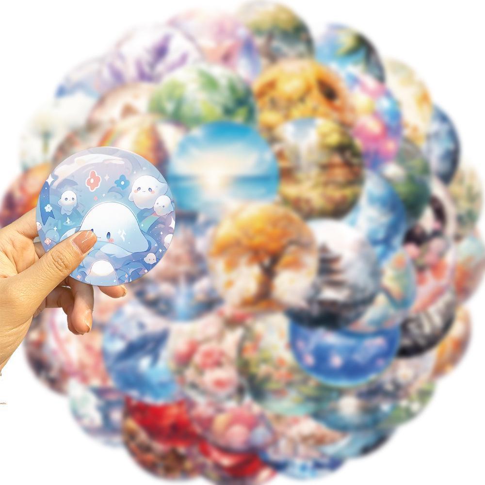 10/50Pcs World in Glass Ball Stickers Glass Ball Crystal Ball Graffiti Stickers for DIY Luggage Laptop Skateboard Motorcycle Bicycle Stickers