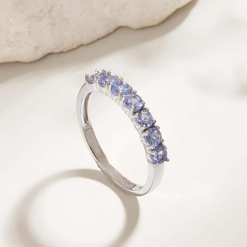 Set de bijuterii din tanzanit natural, cerceu inel, rotund, de 3 mm, cerceu inel din tanzanit albastru natural, argint 925