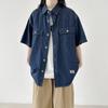 Japanese Retro Fashion Brand Summer Loose Denim Short Sleeved Shirt Artistic Youth Workwear Shirt Men'S And Women'S Layered Jacket
