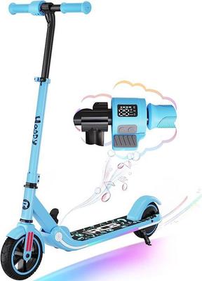 RCB Foldable Electric Scooter Children 6-12 Years LED Screen Colorful Neon Lights Adjustable Speed and Height, Super Gift Blue