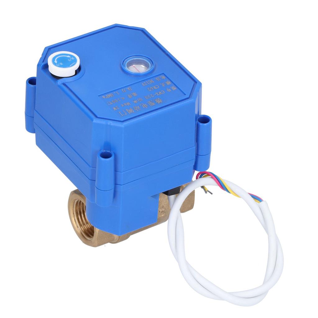 Ventil sferic motorizat din alamă, țeavă dreaptă, dispozitiv de presiune cu indicație de comutator, BSP DN15 DC12V