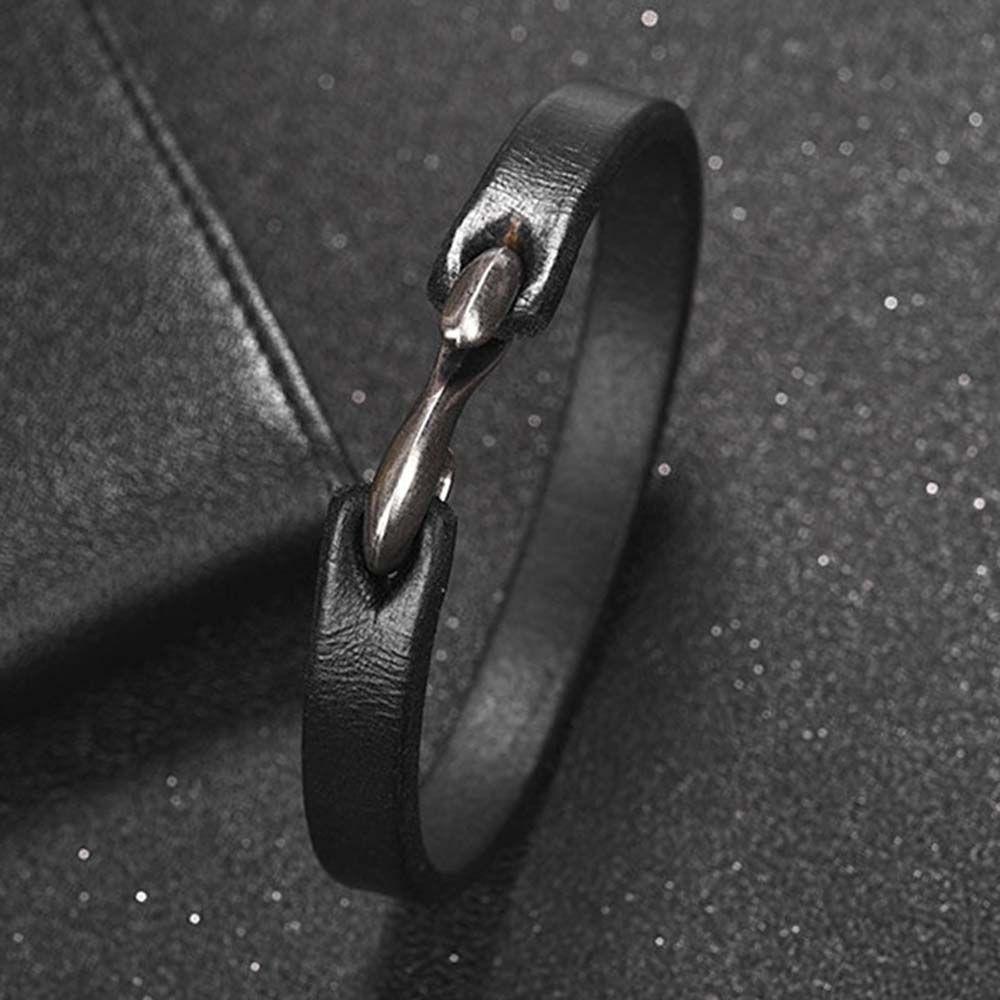 3 Colors Vintage Trendy Simple Classic Jewelry Bangles Bracelets Leather Hook Bracelet Wristband