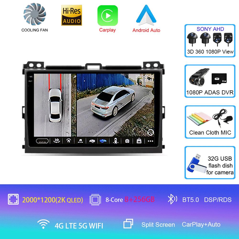 Android 14 Car Radio For Toyota Land Cruiser Prado 120 3 III For Lexus GX470 GX 470 J120 2002 - 2009  Multimedia Video Player