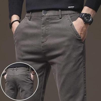 Pantaloni Casual Slim Dritti da Uomo 2024 - Spessi, Elastici, Caldi, Stile Business di Alta Gamma per Autunno e Inverno