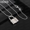 925 Sterling Silver Simple Lock Pendant Necklace - Stylish Evening Jewelry