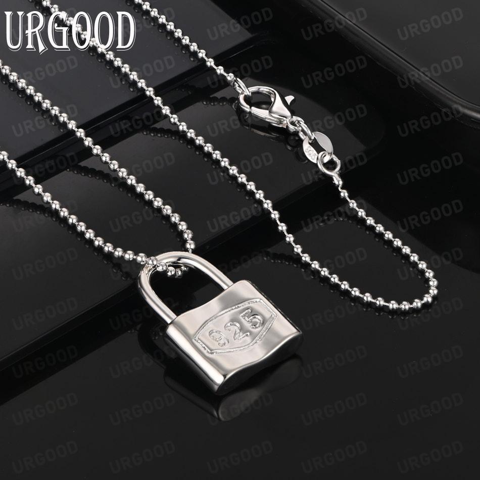 925 Sterling Silver Simple Lock Pendant Necklace - Stylish Evening Jewelry