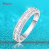 Smyoue Emerald Cut 1*1.5mm All Moissnaite Rings for Women Half Eternity Bands Promise Jewelry S925 Silver D Vvs1 Stone