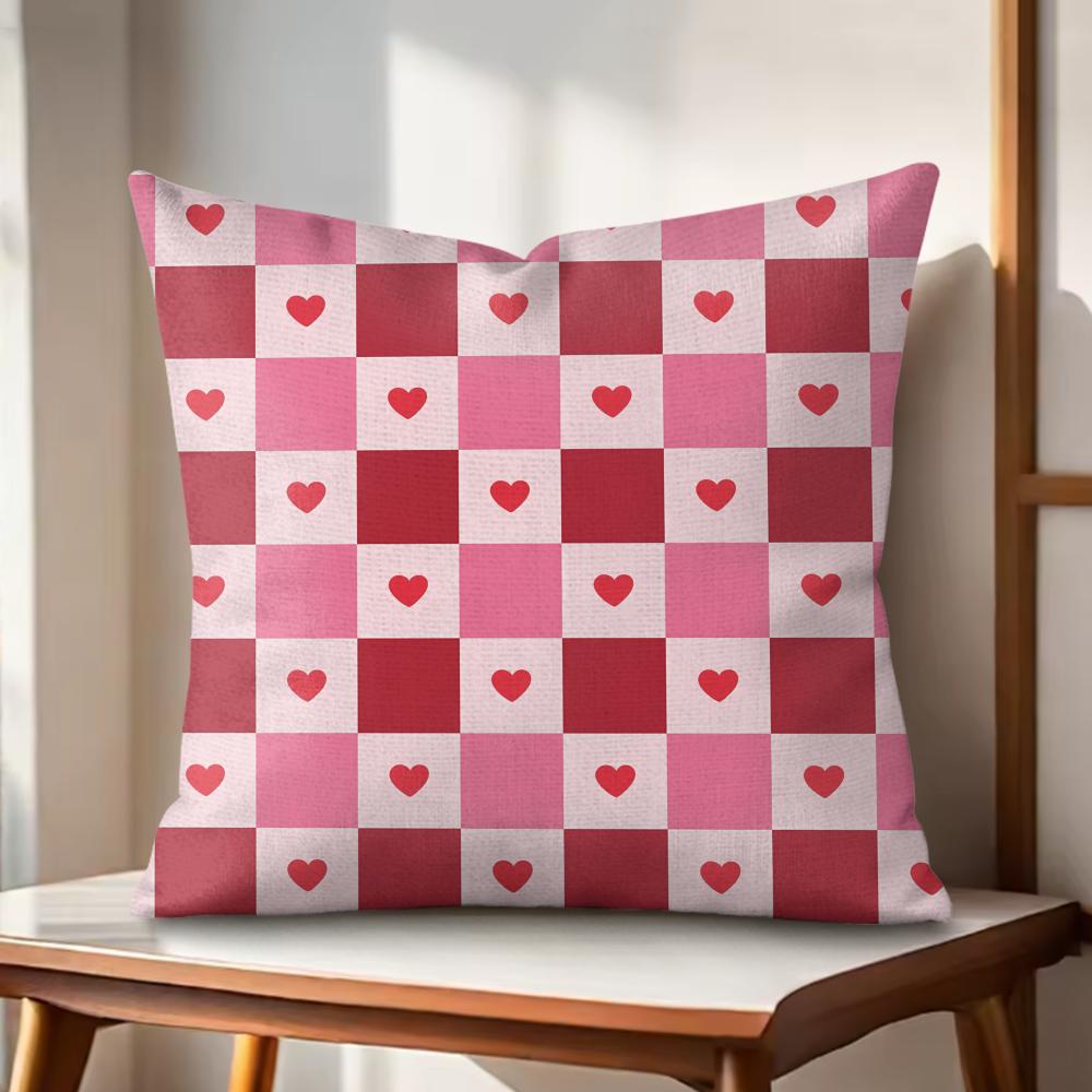 Valentines Day Cushion Cover Natural Linen Organic Fabric DoubleSided Printing Couch Pillow Covers Home Decor