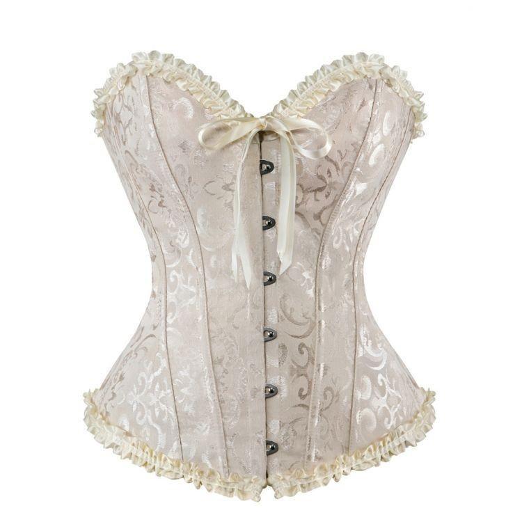 Body Corset Grande Taille Sans Bretelles à Lacets avec Serre-Taille Vintage - Sous-vêtements Robe de Mariée Femme