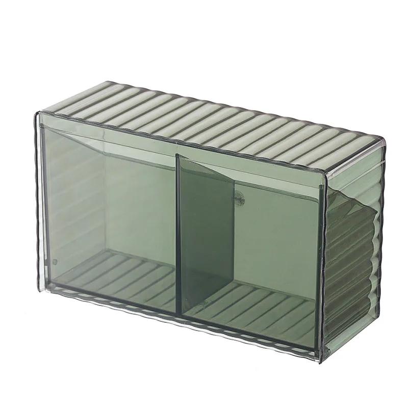 

Настенный ящик для хранения ватных палочек, не требующий перфорации, зеркальный шкаф для ванной комнаты, разделенный на стеллажи для хранения помады и косметики зелёный