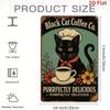 Vintage Black Cat Coffee Tin Sign Retro Metal Wall Art 8x12 Rustic Home Decor