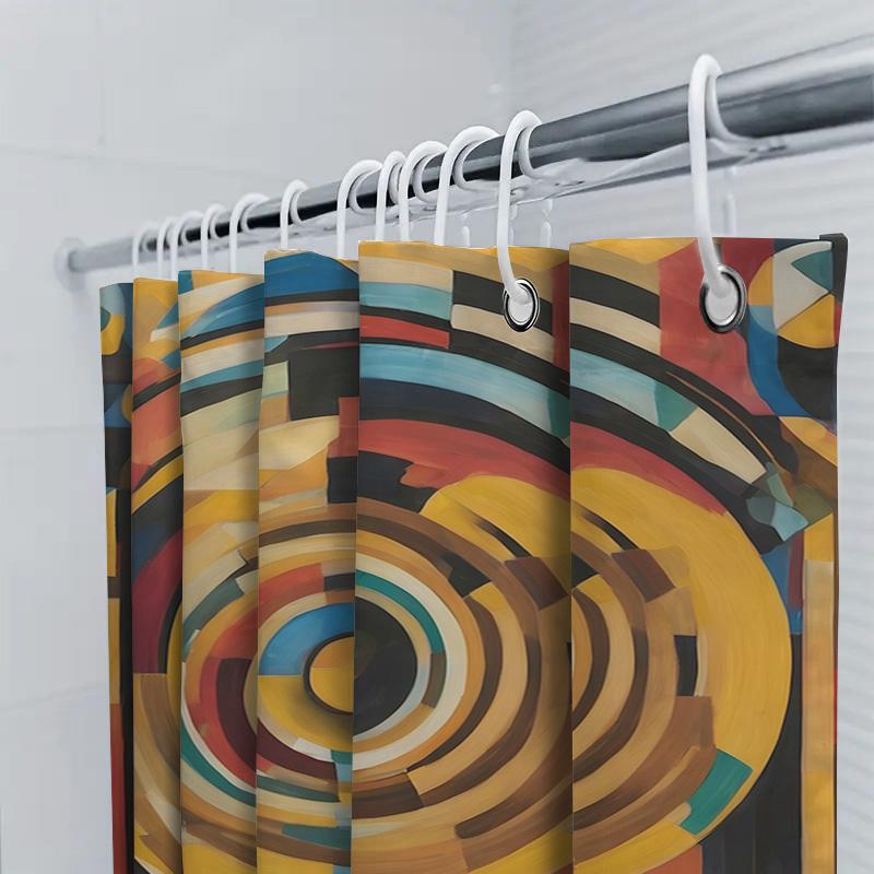 100% Waterproof Polyester Fabric Shower Curtain With Modern Geometric Design For Bathroom Decor 72X84 (193X215Cm) In Blue Yellow