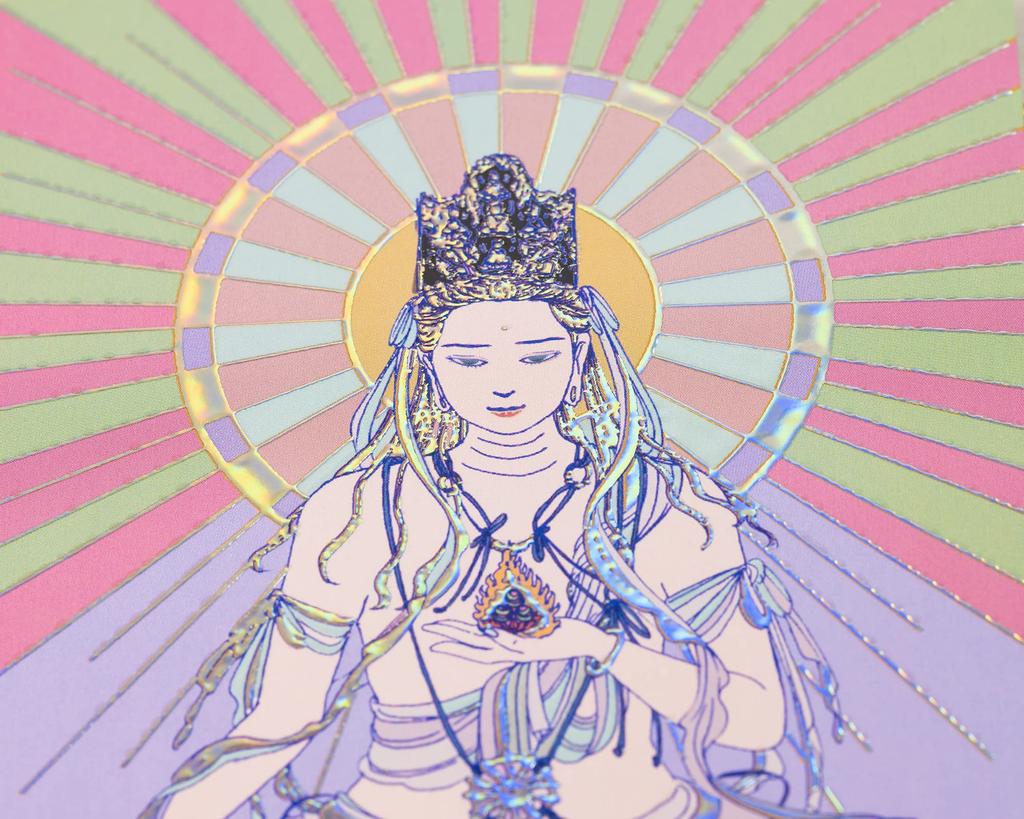 Kokuzo Bódhisattva v roce buvola a tygr Mami Natsue hodně štěstí strážce Hlavní obrazový umělecký rám na Mount Born v roce buvola
