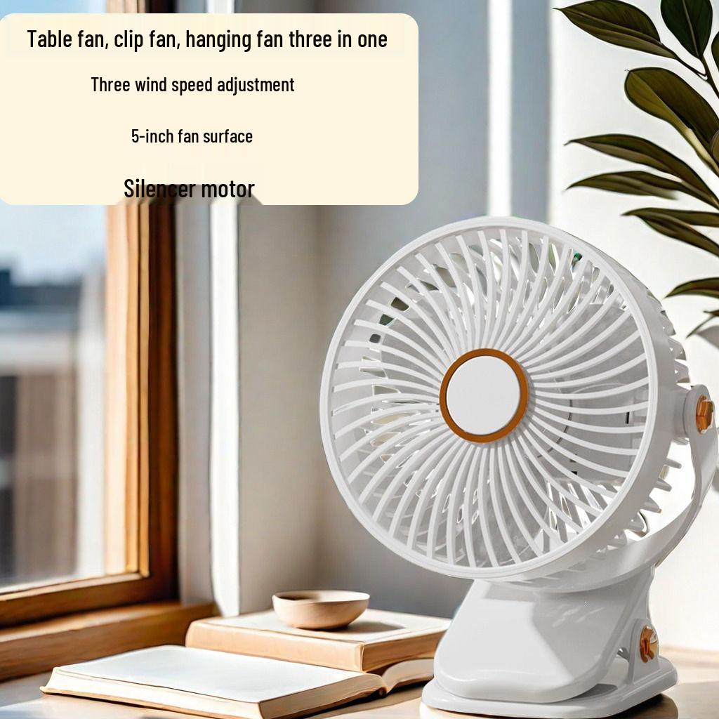 

USB Rechargeable Clip-On Fan with Silent Night Light for Office and Bedroom 5 inch