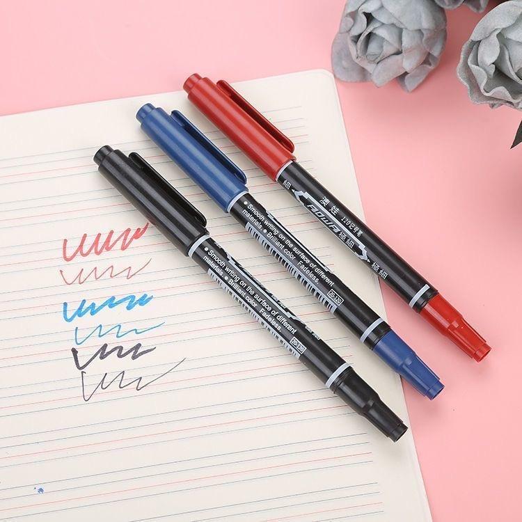 Dual Tip Permanent Markers, Oil-Based (Waterproof) - Fine & Broad Tips for Art Outlining, Sketching, Writing on Multiple Surfaces