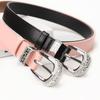 Fashion Womens Faux Leather Belt With Gold Alloy Buckle For Casual And Office Wear