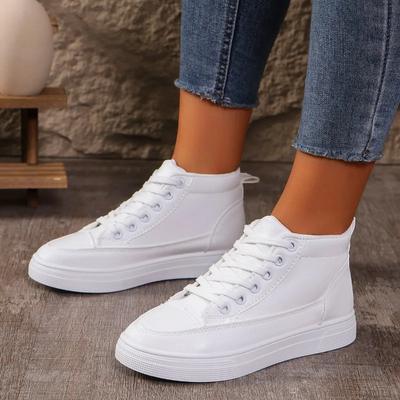 Moda 2024 Scarpe Sportive da Donna più Vendute Colore Solido Allacciatura Tacco Piatto Comode Versatili Scarpe da Donna High-top Zapatos Mujer