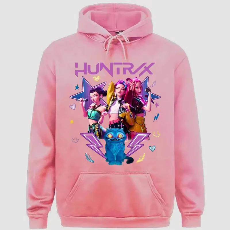 KPop Demon Hunters Huntrix Hoodie Women Harajuku Fashion Long Sleeve Casual Loose Cartoon Cute Print Hoodie