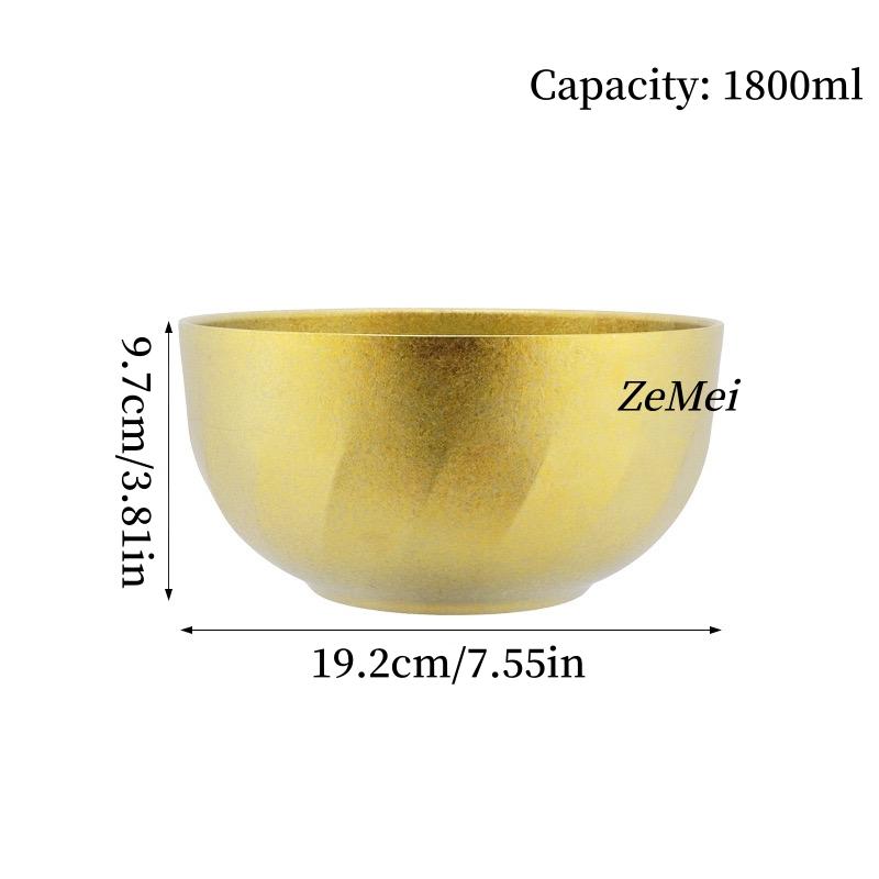 Pure Titanium Thickened Double-Wall Salad Bowl, Multicolor Double-Layer Ice-Flake Texture Home Food Storage Soup Bowl Tableware
