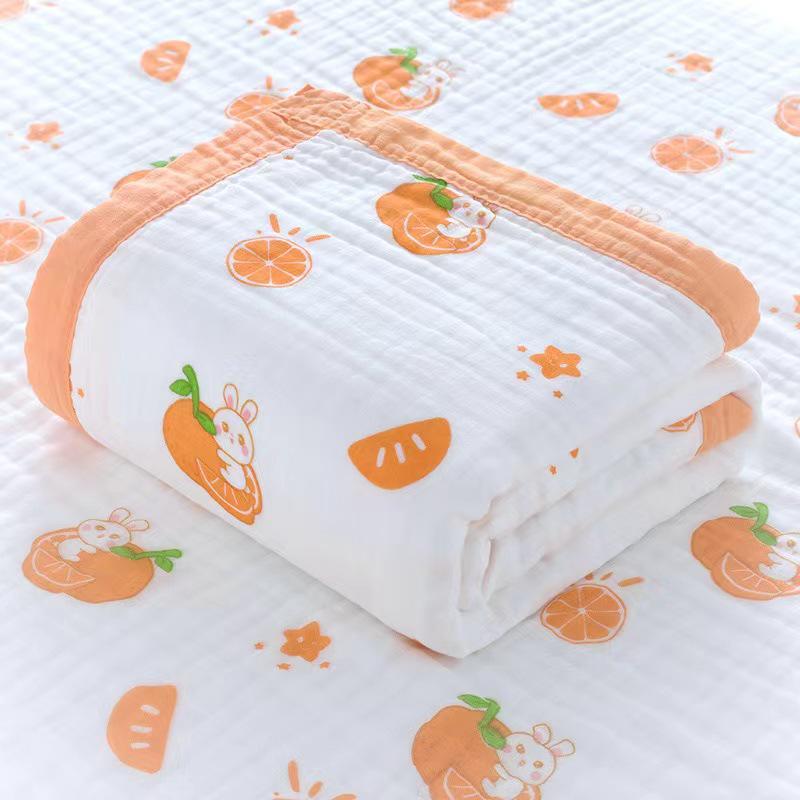 High-Density Cotton Newborn Bath Towel - Six-Layer Gauze, Printed Design, for Infants & Kids