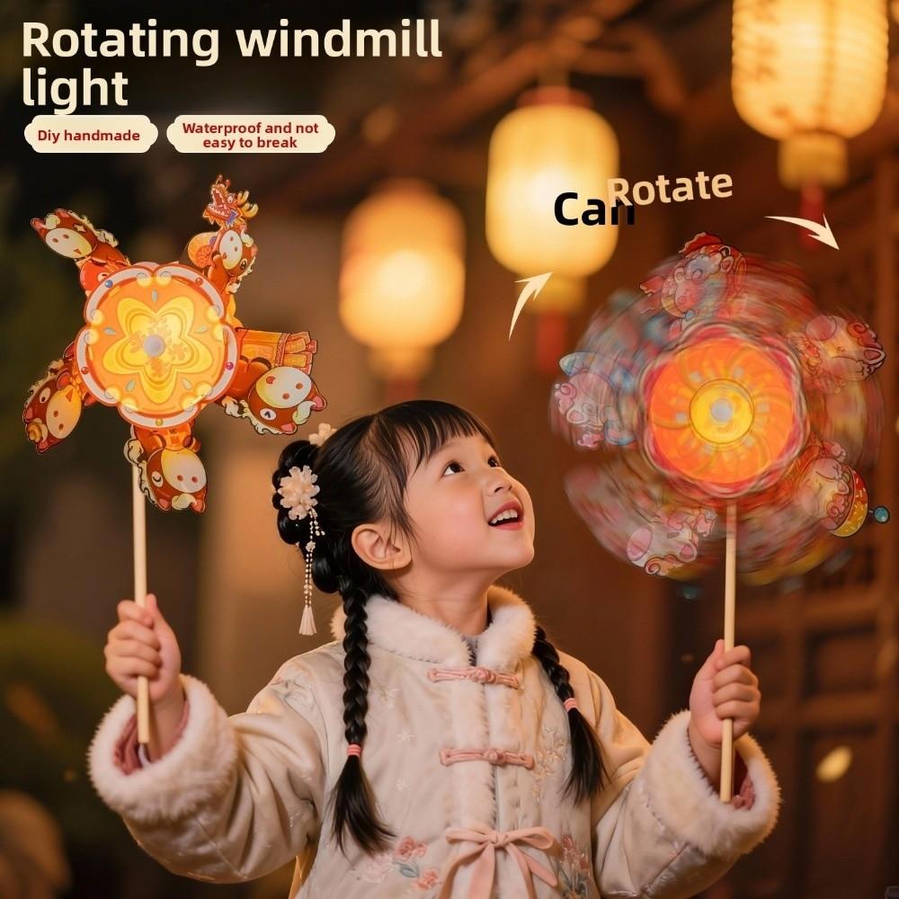 Lion Dance Children's Lantern Rotating Chinese New Year Lantern Glowing Windmill Lantern  Kids Gift