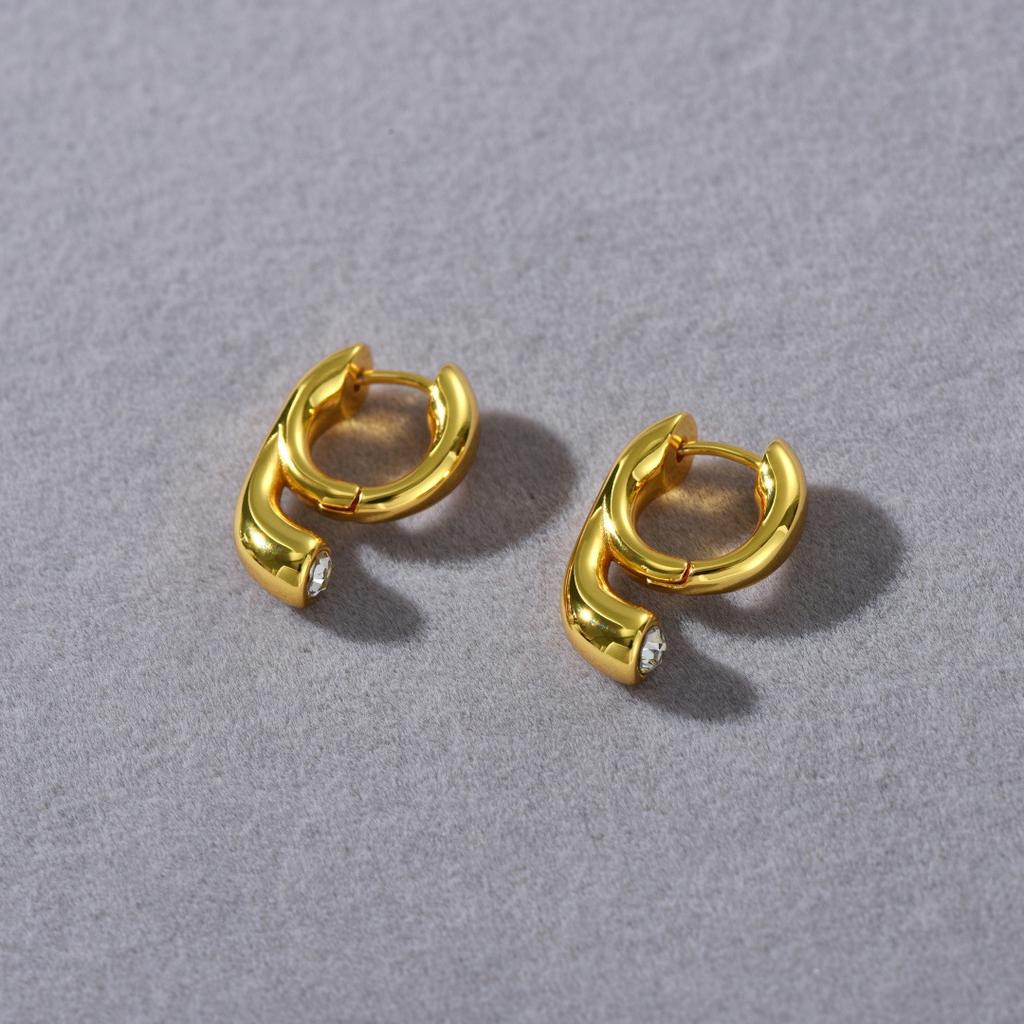 Nischenpersonalisierte 18K Echtgold-Inlay Zirkon Ohrstecker Ohrringe, Einzigartige Trend-Ohrringe