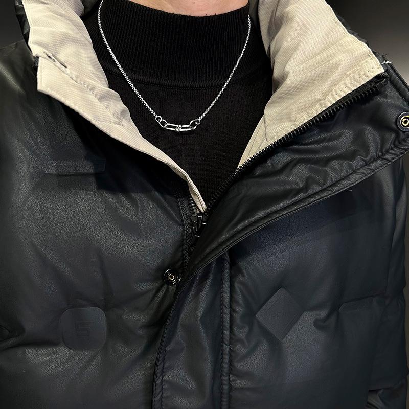 Men's Down Jacket New Winter Solid Color Stand-up Collar Thickened Warm White Duck Down Jacket Cold Jacket Men's Top