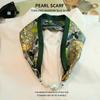Elegant Silk Scarf with Magnetic Buckle and Pearl Necklace - Stylish Clavicle Chain for Women