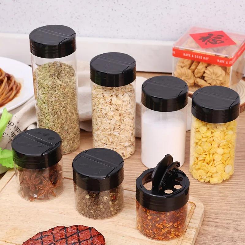 Transparent Seasoning Jars with Shaker Lids Salt Pepper Shaker Bottles Spices Condiment Storage Boxes Powder Storage Container