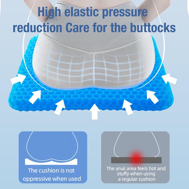 Gel Seat Cushion Summer Breathable Honeycomb Design For Pressure Relief Back Tailbone Pain for Home Office Wheelchair Chair Cars