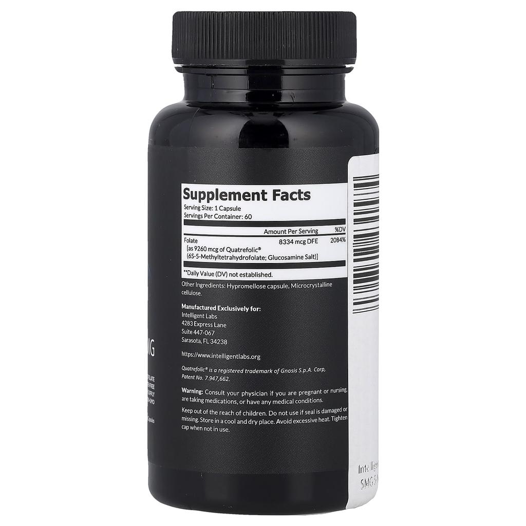Intelligent Labs, 5-MTHF, 5 mg, 60 Veggie Capsules