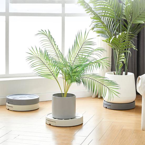 Flower Pot Tray 13 Inch Rolling Plant Caddy with Silent Wheels Easy Pot Movement Thickened Resin Flower Pot Tray