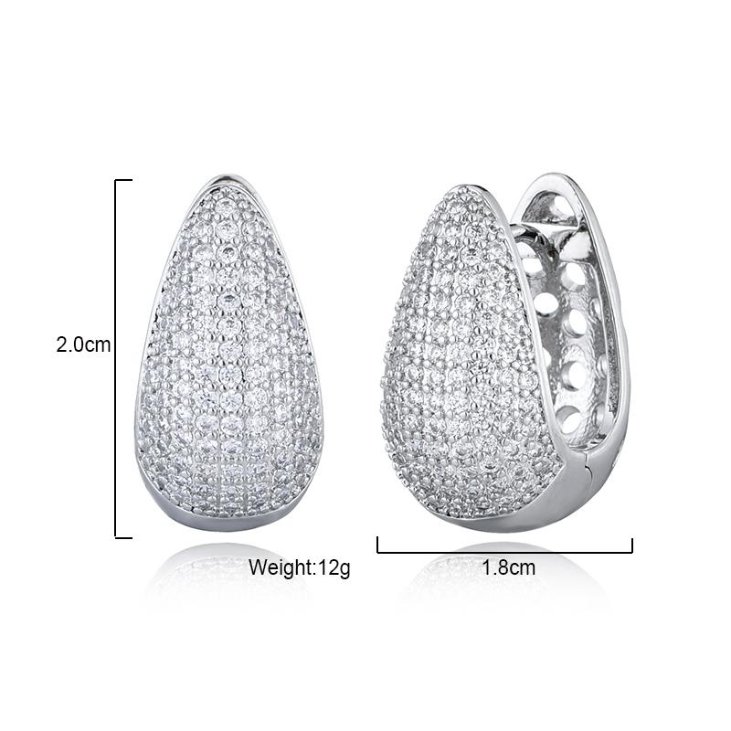 Luxury Elegant AAAA Zirconia Pave Huggie Hoop Earrings Woman Geometric U Shape Bridal Wedding Engagement Daily Vintage Jewelry