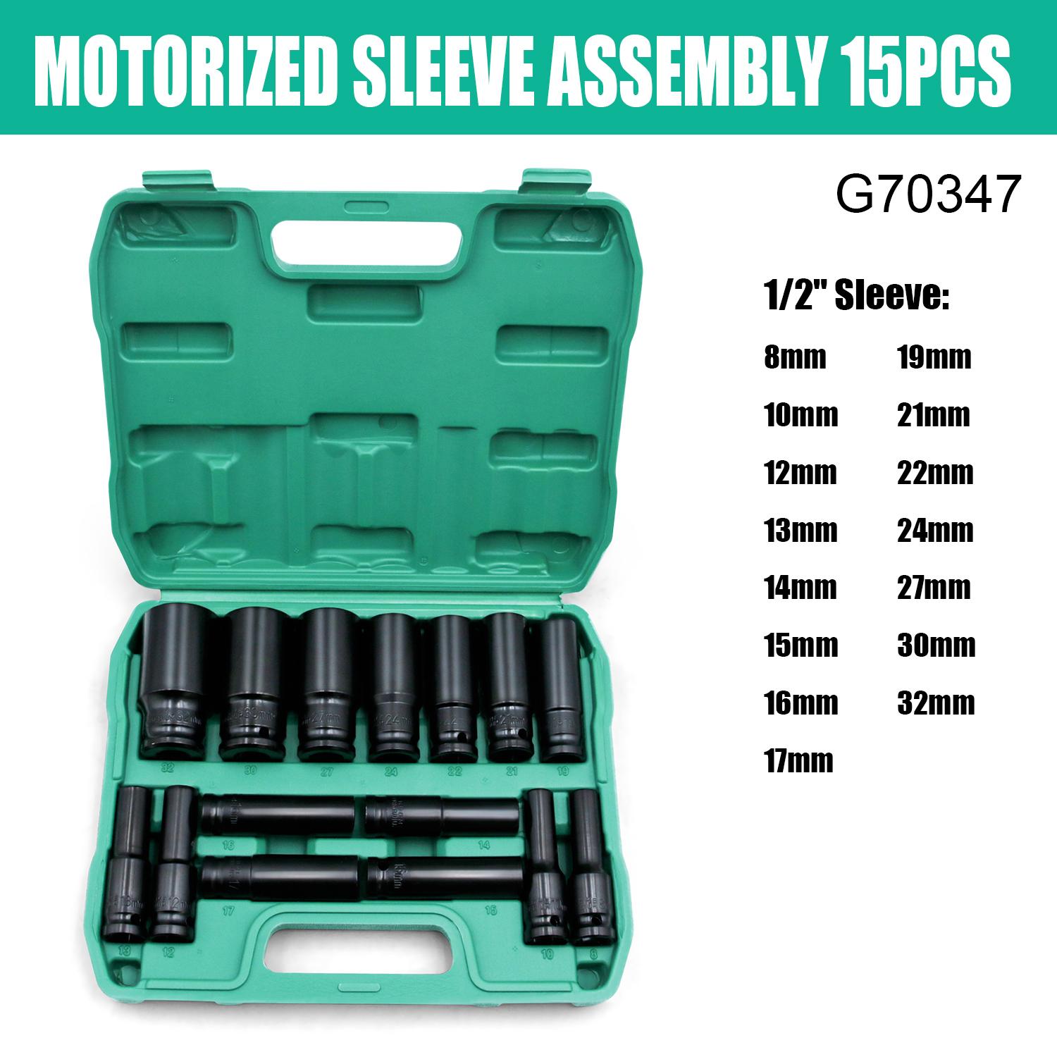 1/2 Drive Impact Socket Set Extended Electric Wrench Socket Set Hexagonal Impact Sleeve 8-32mm with Storage Box Hand Tool