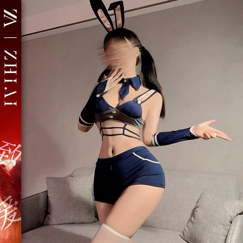Sexy lingerie sexy bunny hot police uniform free crotch cosplay flirting uniform fun suit