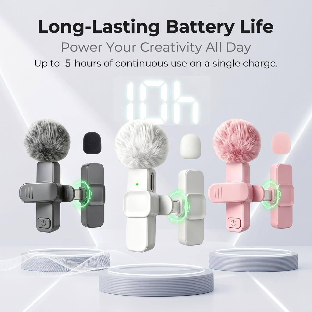 Type-C Port Wireless Lavalier Microphone with Noise Reduction, Windproof Cover for Video Recording Interview Live Streaming Vlog