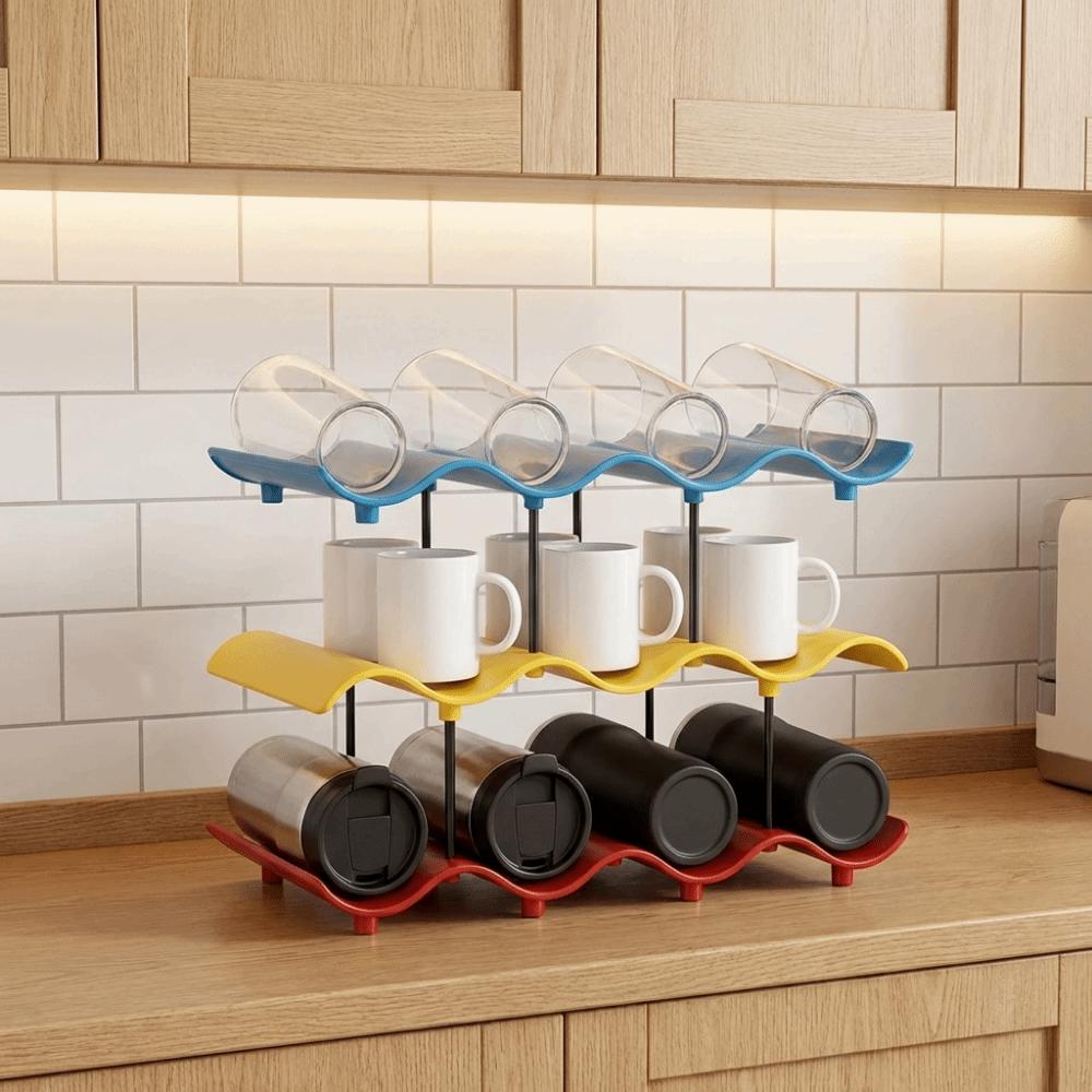 Étagère de Rangement pour Tasses à 2/3/4 Niveaux Étagère de Rangement pour Bouteilles d'Eau Porte-Gobelets d'Eau Bar