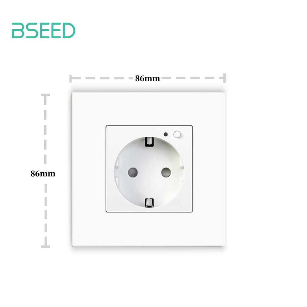 BSEED EU Smart Wifi Control Power Monitor Sockets 16A 110V-250V Power Wall Sockets Plastic Flame Support For Tuya Google Alexa