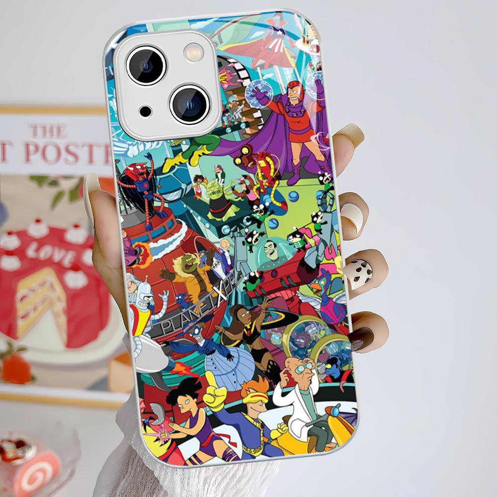 F-Futurama-Bender Art Phone Case Tempered Glass For Iphone 14 13 12 11 Pro Mini XS MAX 14Plus X XS XR Cover