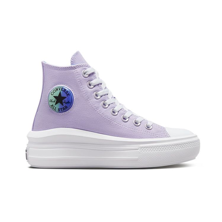 Converse Chuck Taylor All Star Move Platform High GS Gel Patch Kids Sneakers Purple Moonstone-Violet Royal-Pulse A02493C