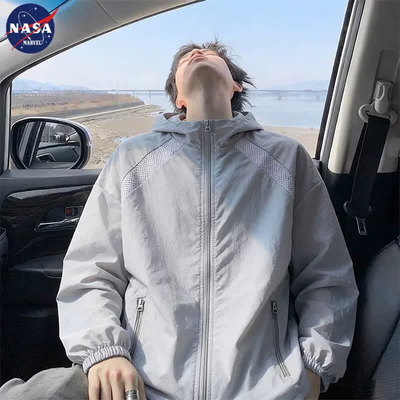 NASA MARVEL Men s Ice Silk Hooded Sun Protection Jacket 3XL (170-185 lbs) светло-серый