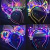 10/20/30pcs Girl Women Led Glow Cat Bunny Ear Hairband Light Up Flash Headband Glow In the Dark Birthday Wedding Party Supply