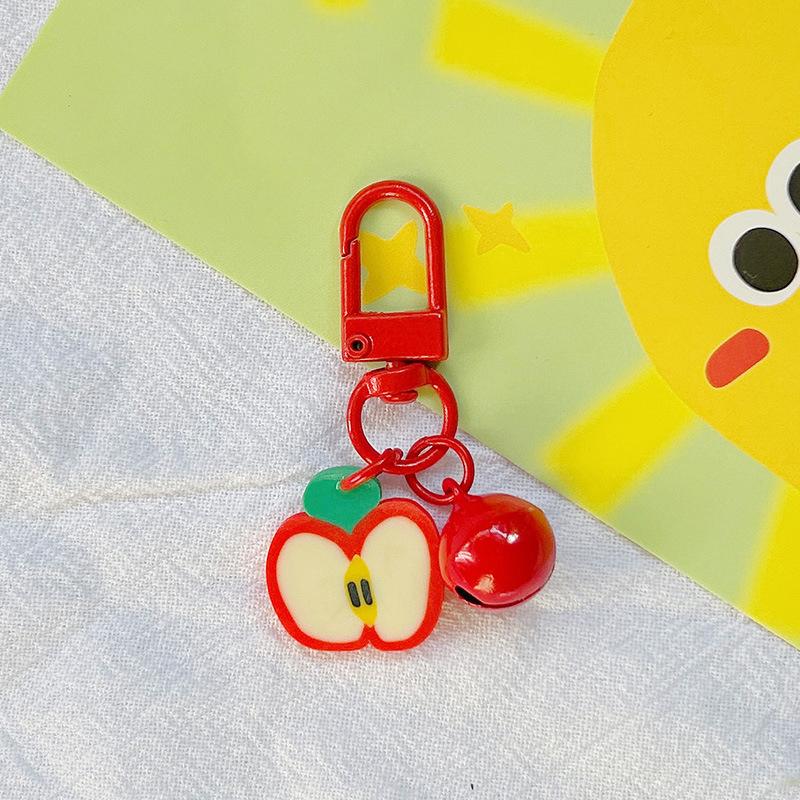 Cute Fruit Strawberry Grape Orange Pendant Keychain For Women Girls Candy Color Fruit Keyring Bag Decoration Accessories