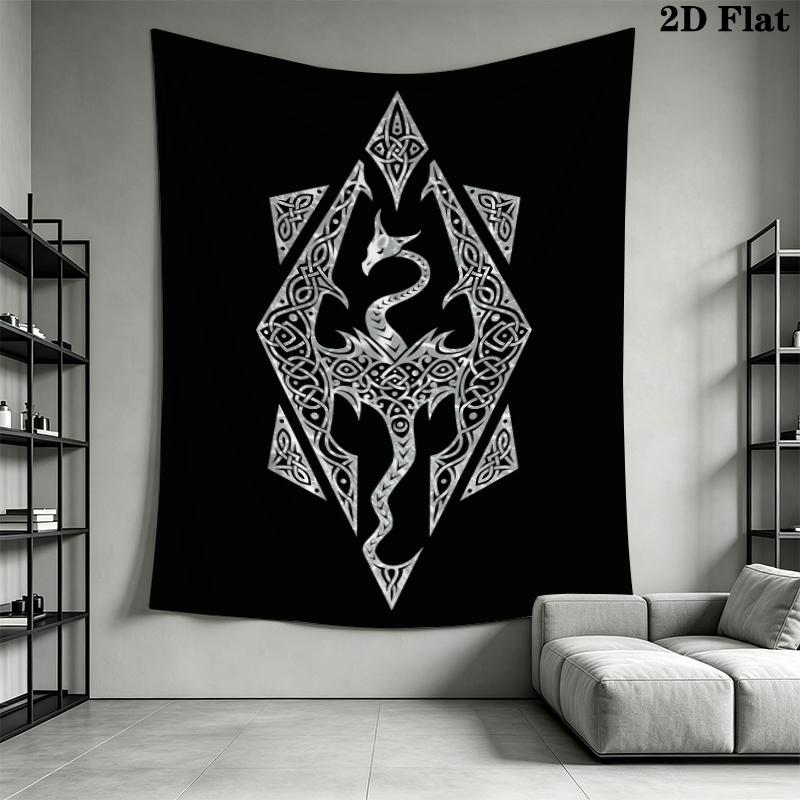 Skyrim Wall Tapestry Aesthetic Wall Hanging Printed Fabric Blanket Decorative Tapestries for Bedroom Living Room Home Decor